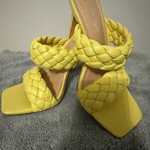 Yellow Braided Women Shoes